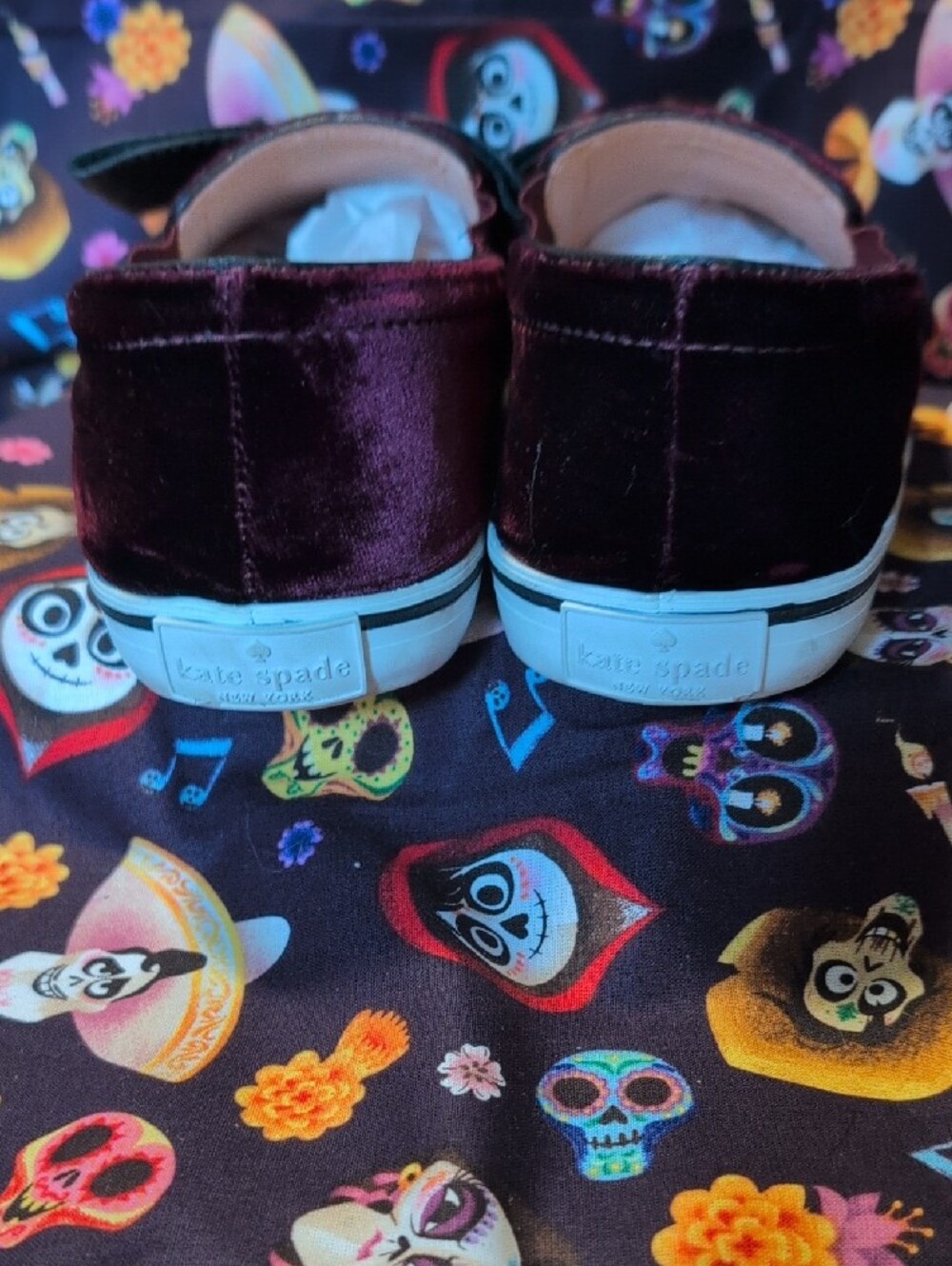 kate spade Velvet Bow Slip-On Sneakers in Plum and Black - Picture 3 of 5
